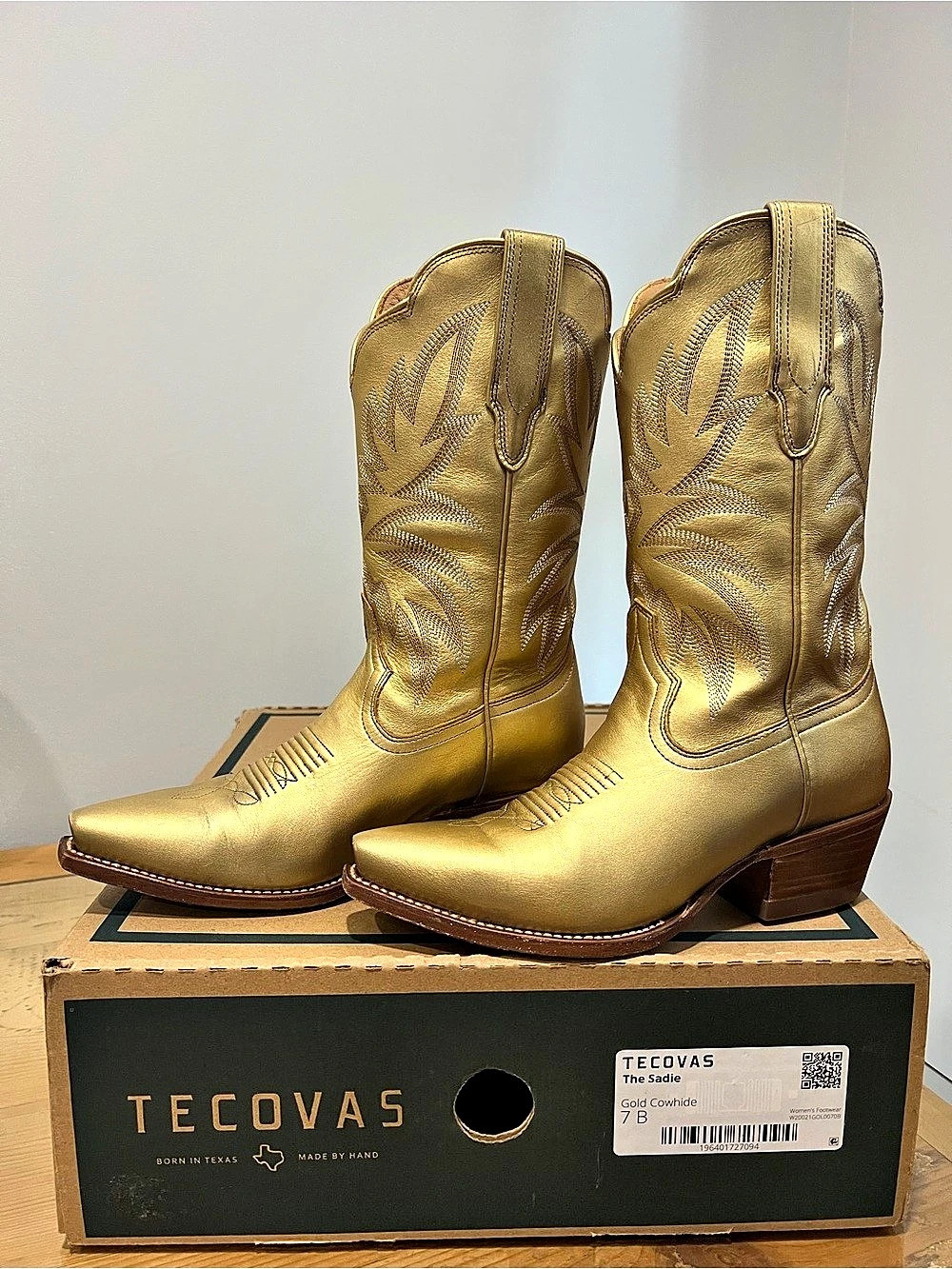Tecovas The Sadie Metallic Gold  Western Heeled Boots Gold US 7